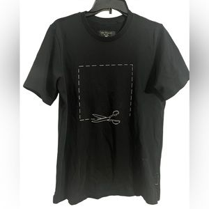 Rag & Bone Mens T-Shirt Black Graphic Print Crew Neck Cotton Size S
